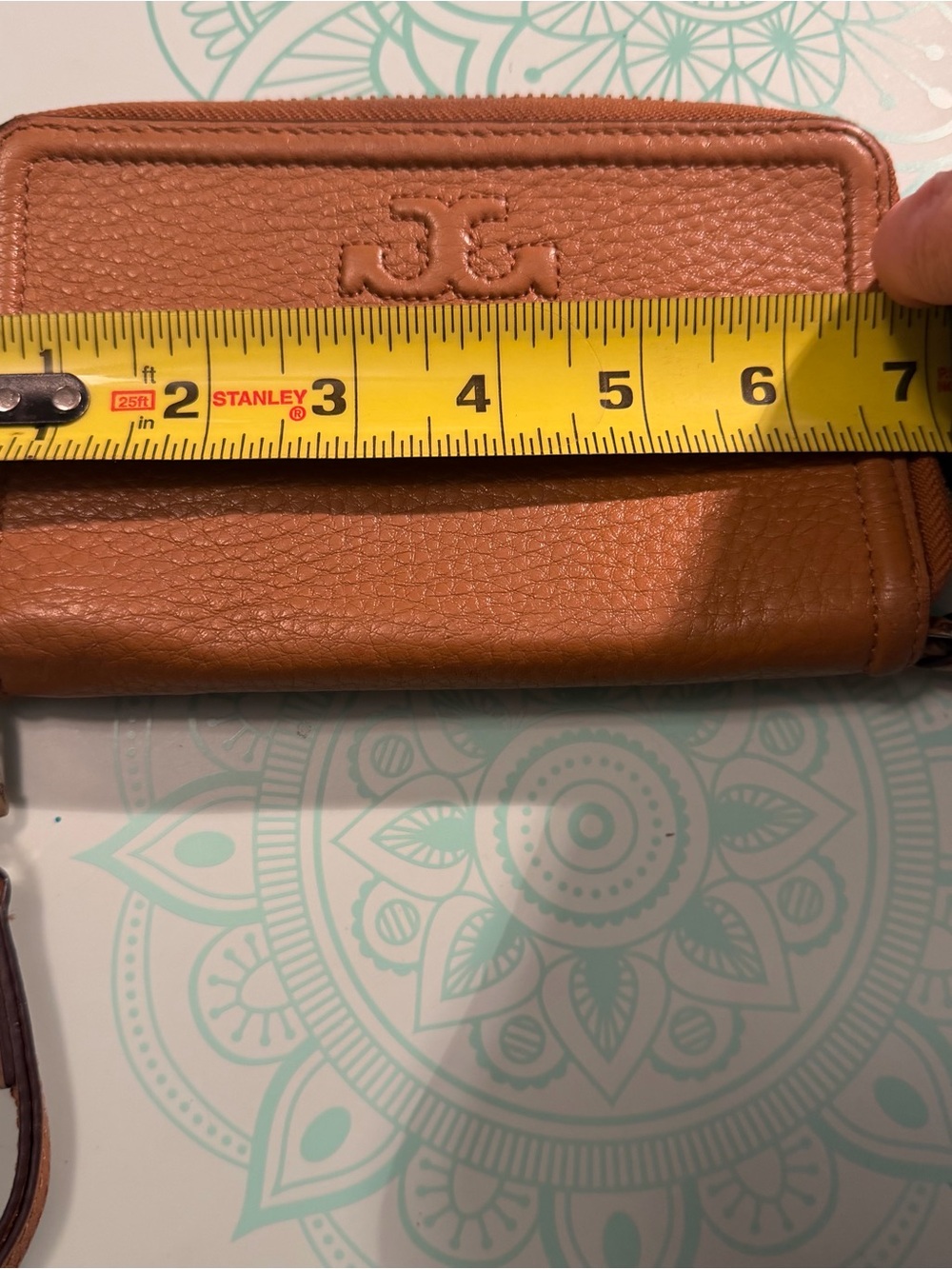 Tory Burch Pebbled Leather Zip Wristlet/Wallet - Chestnut - Picture 4 of 5